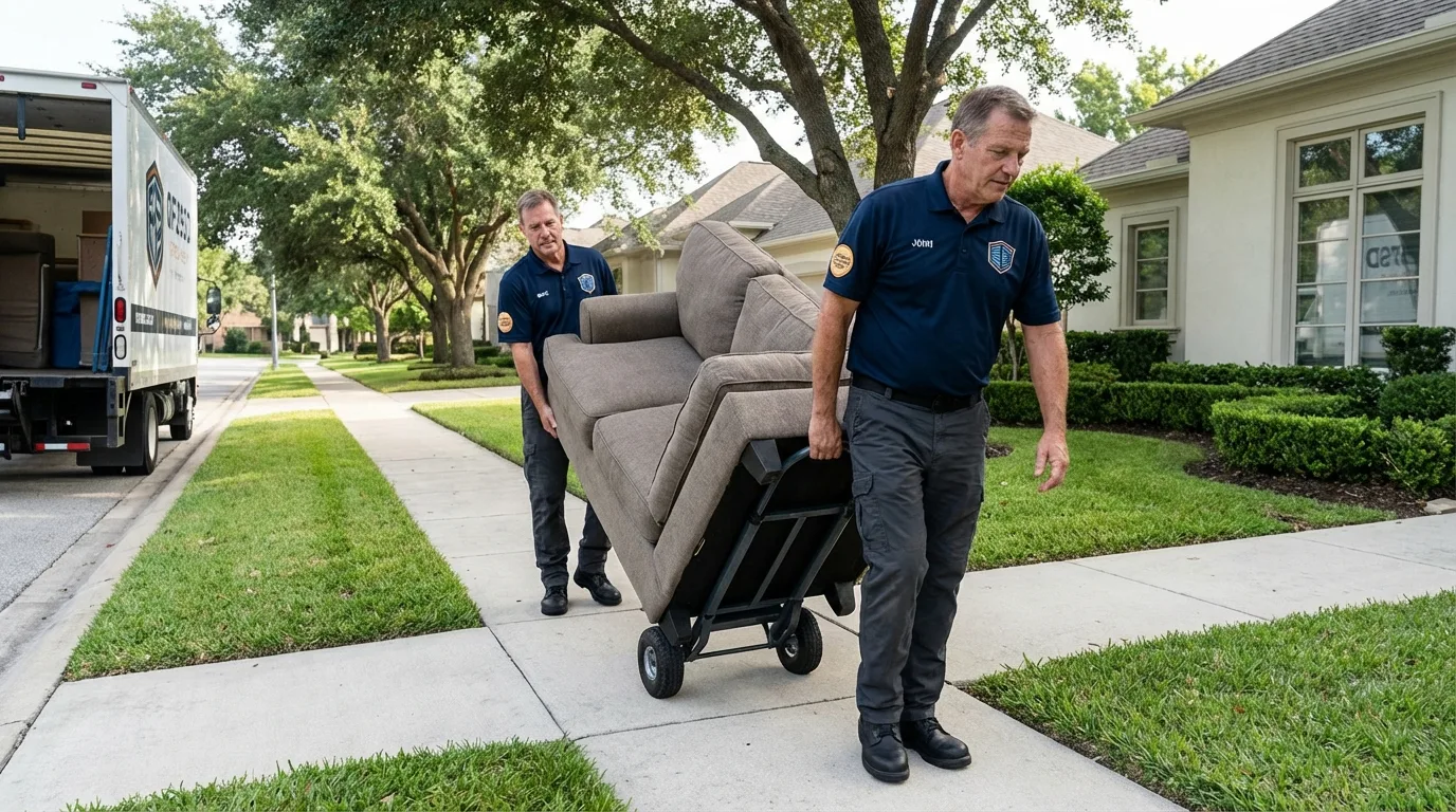 Local residential moving crew loading furniture in Wayland, MA